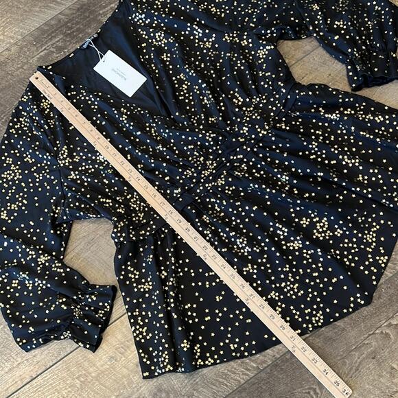 NWT Bloomchic Star Print Lantern Sleeve Asym Ruffles Hem Wrap Blouse Size 22-24 - Picture 6 of 9